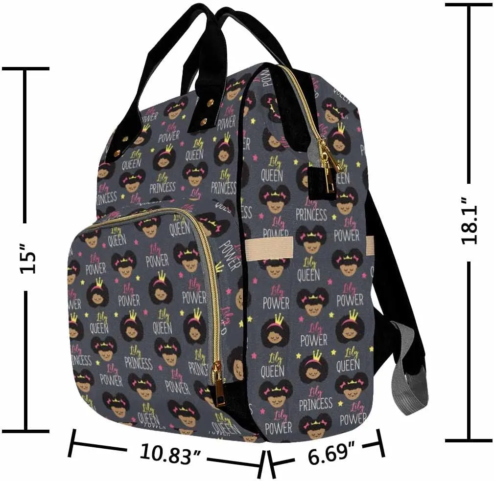 Artsadd Personalized Diaper Bag with Name, Customized Princess Queen Star Nappy Backpack with Thermal Pockets Handbag Shoulder Bag Multi-function Bags for Women Men