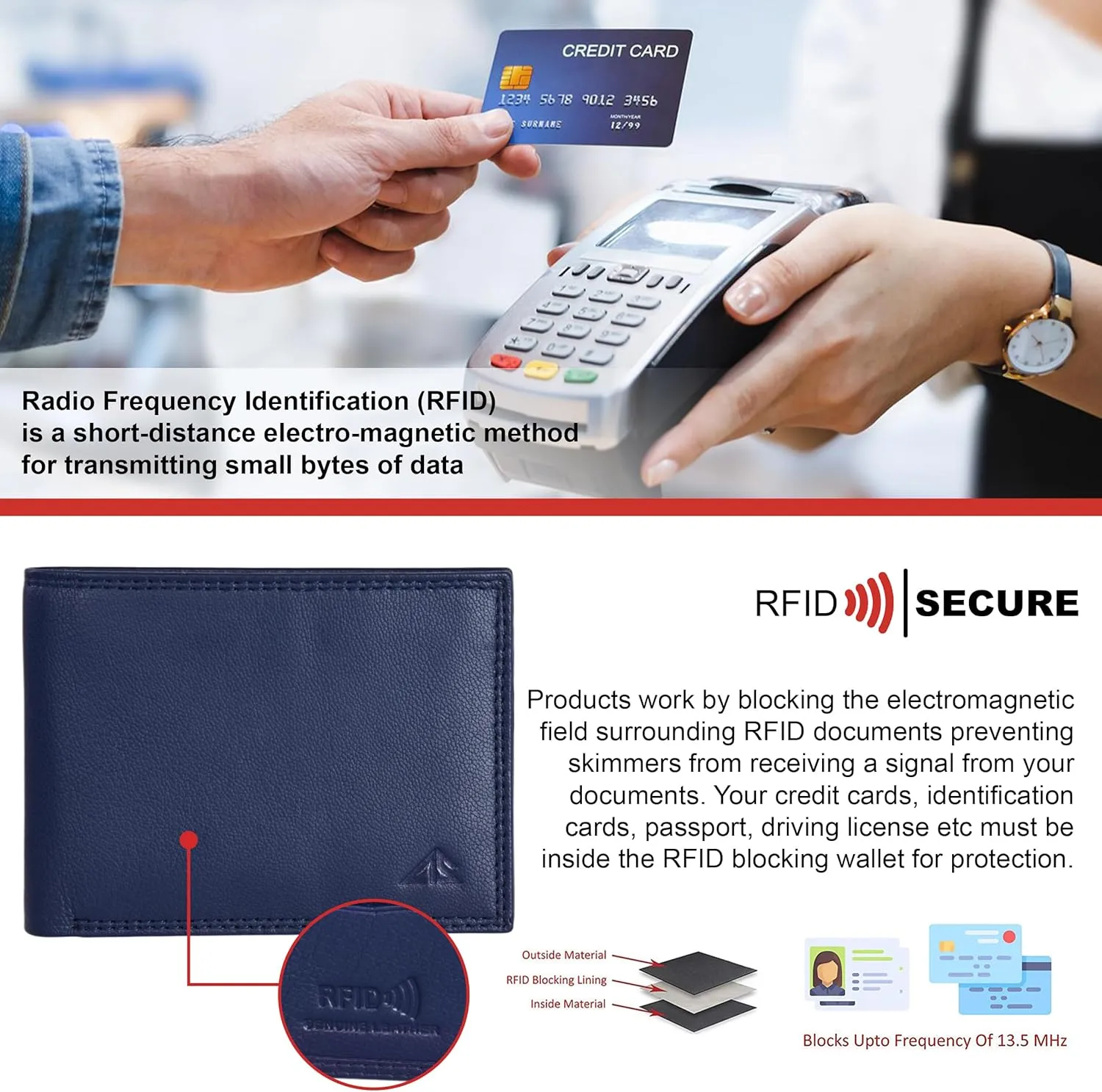 ASAD Genuine Leather Wallet for Men | Slim, Stylish, and Durable Genuine Leather Double Stitched RFID Blocking Bifold Stylish | Bifold Wallet With 8 Card Slot | Gift for Him | Navy Blue