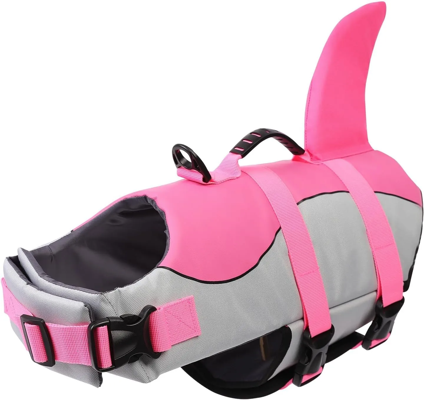 ASENKU Dog Life Jacket - Pet Safety Vest for Swimming & Boating, Shark Life Jacket with Floatation, Dog Lifesavers Swimsuits for Small Medium Large Dogs (Pink, L)