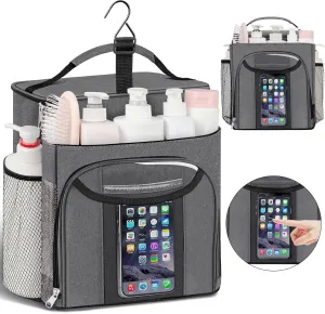 Attmu Large Capacity Portable Shower Caddy Dorm for College Essentials, Separate Compartment Hanging Toiletry Bag for College Student Camping Gym Travel Essentials (Gray)