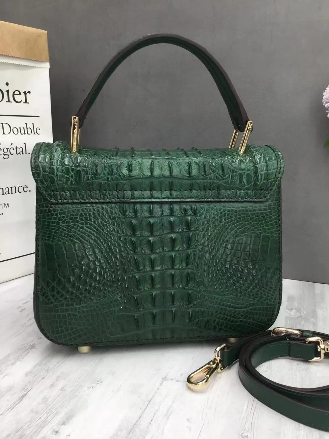 Authentic Crocodile Skin Female Flap Purse Genuine Alligator Leather Lady Small Pink Handbag Women Oblique Cross Shoulder Bag