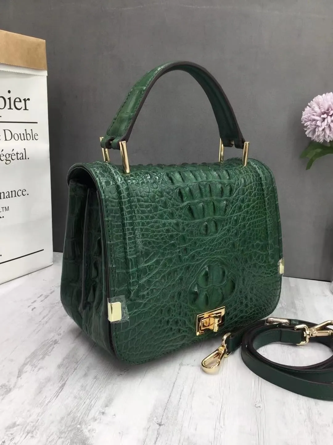 Authentic Crocodile Skin Female Flap Purse Genuine Alligator Leather Lady Small Pink Handbag Women Oblique Cross Shoulder Bag