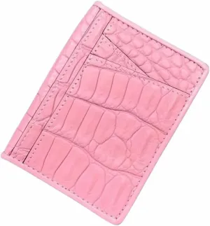 Authentic Crocodile Skin Women Fashion Colorful Card Holders Genuine Alligator Leather Lady Small Short Wallet Female Card Purse (Pink), HF-01602