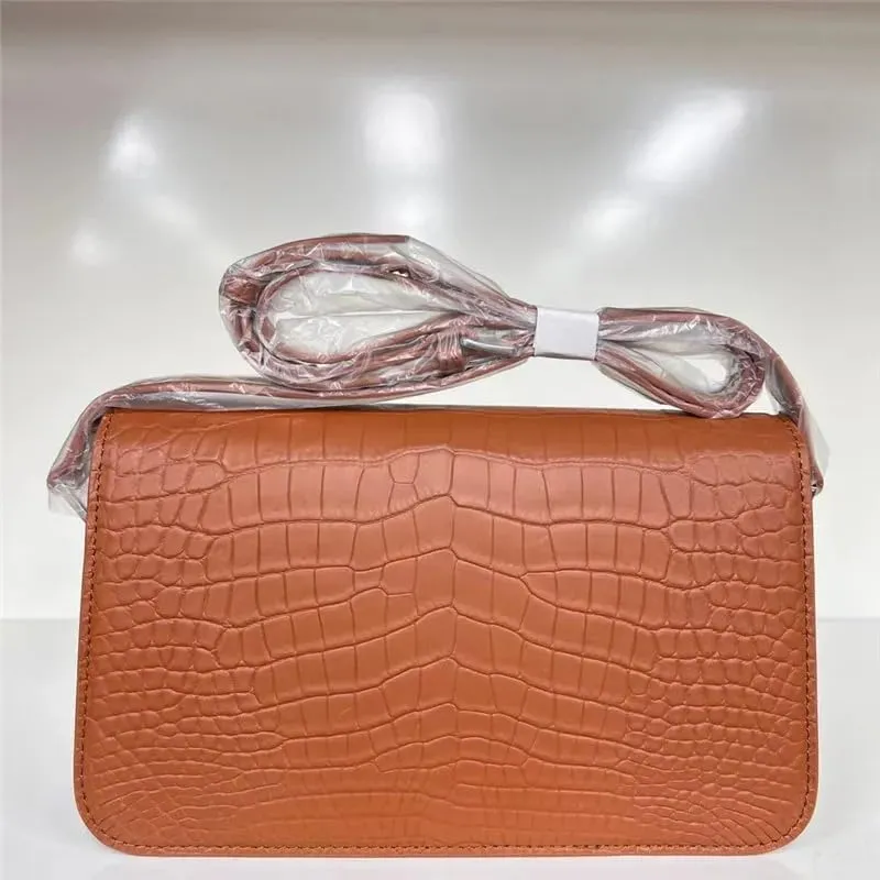 Authentic Crocodile Skin Women Small Saddle Bag Lady Purse Genuine Alligator Leather Female Single Cross Shoulder Bag
