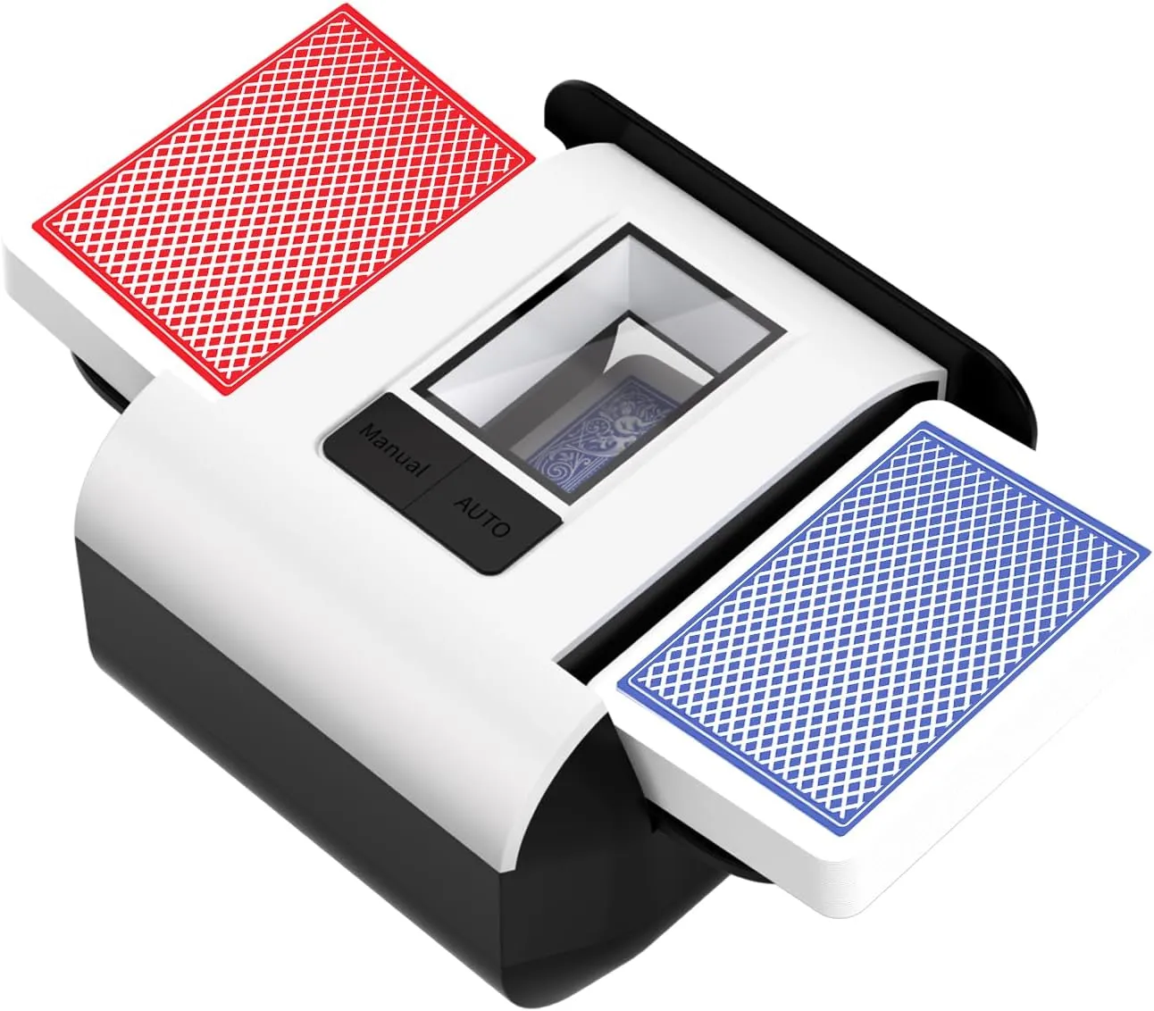 Automatic Card Shuffler with Dual Modes, Rechargeable 1-2 Deck Low Noise Operation Card Shuffler for Poker, UNO, Blackjack, Skip-Bo, Phase 10 & More