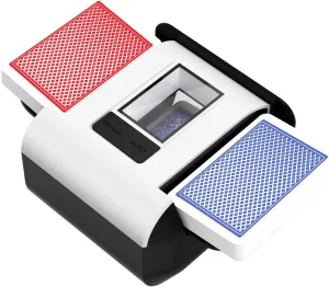 Automatic Card Shuffler with Dual Modes, Rechargeable 1-2 Deck Low Noise Operation Card Shuffler for Poker, UNO, Blackjack, Skip-Bo, Phase 10 & More