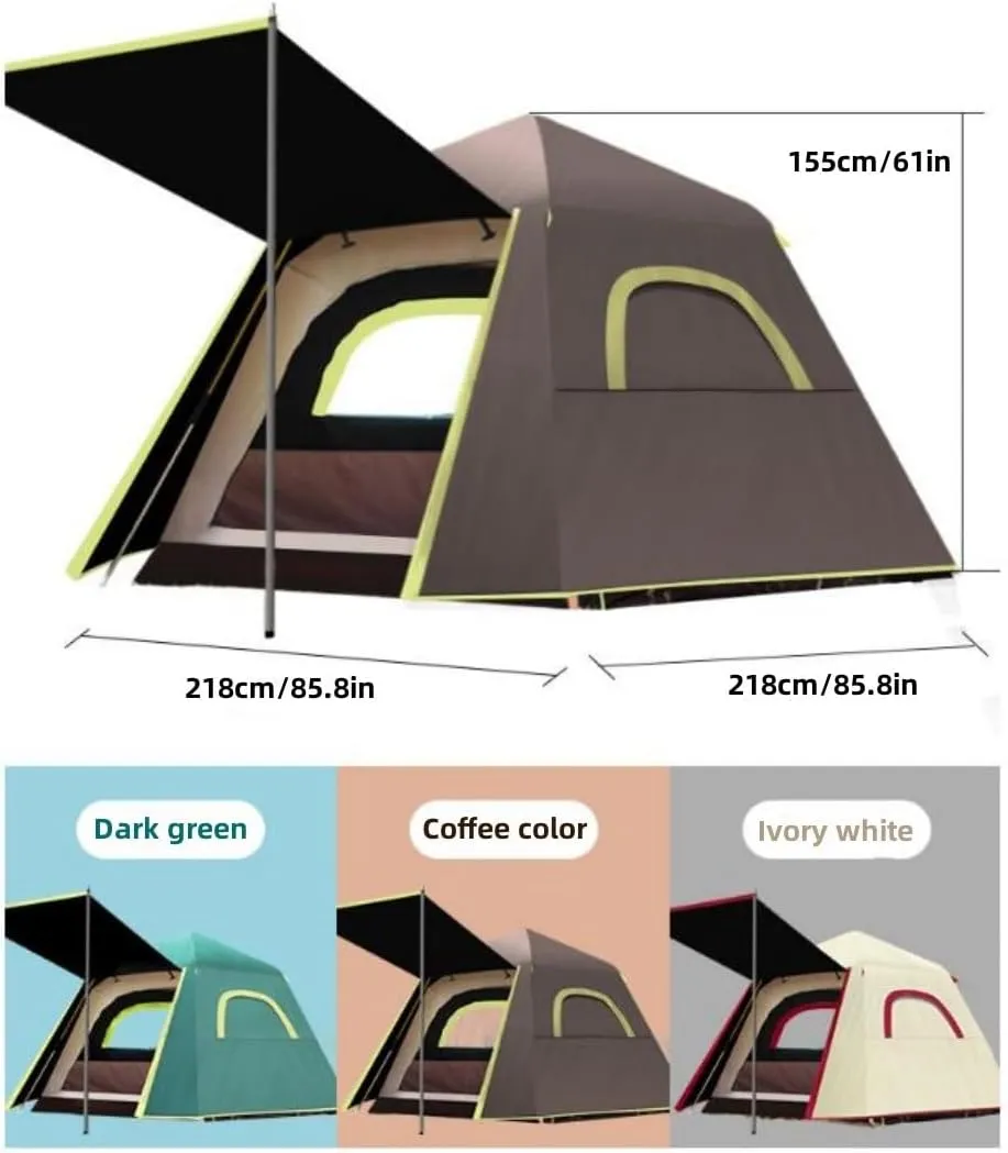 Automatic Tent for Camping, 3-5 Person Lightweight Backpacking Tent for 4 Season Camping，3000mm Waterproof Rating，With moisture-proof pad，Suitable for hiking, fishing, or car camping
