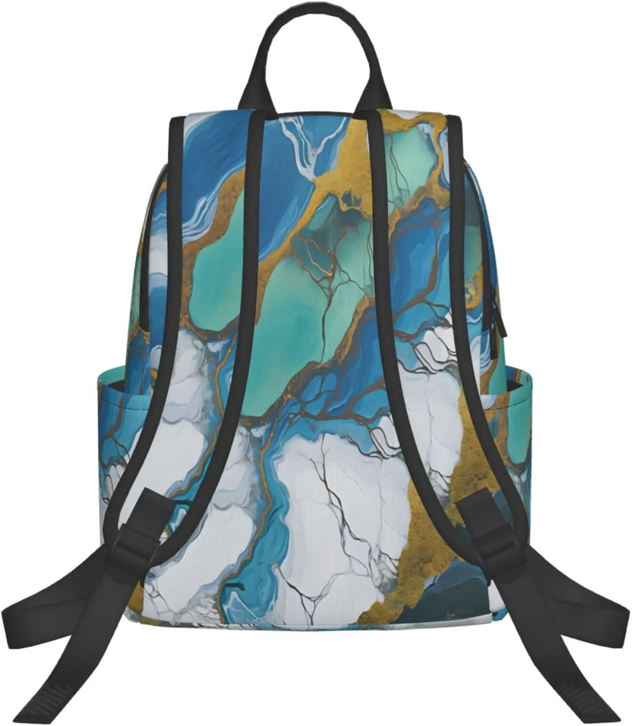 Backpack For Women Men Teal Blue Marbling Txture Bookbag Lightweight Travel Casual Daypack Water Resistant Outdoor Hiking Sport Rucksack
