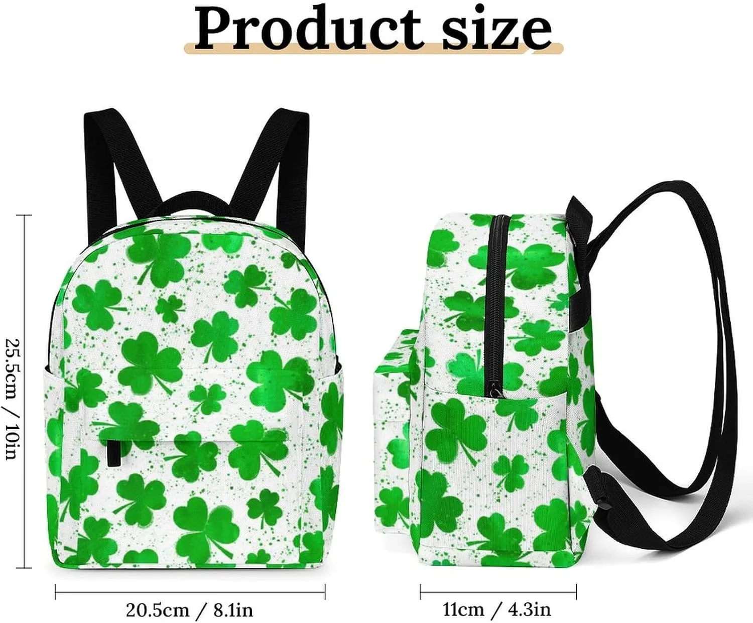 Backpack Purse for Women Rucksack for Ladies St Patricks Day Green Watercolor Shamrock Clover Grass White Shoulder Bag