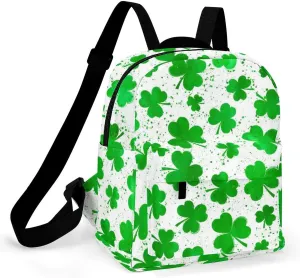 Backpack Purse for Women Rucksack for Ladies St Patricks Day Green Watercolor Shamrock Clover Grass White Shoulder Bag