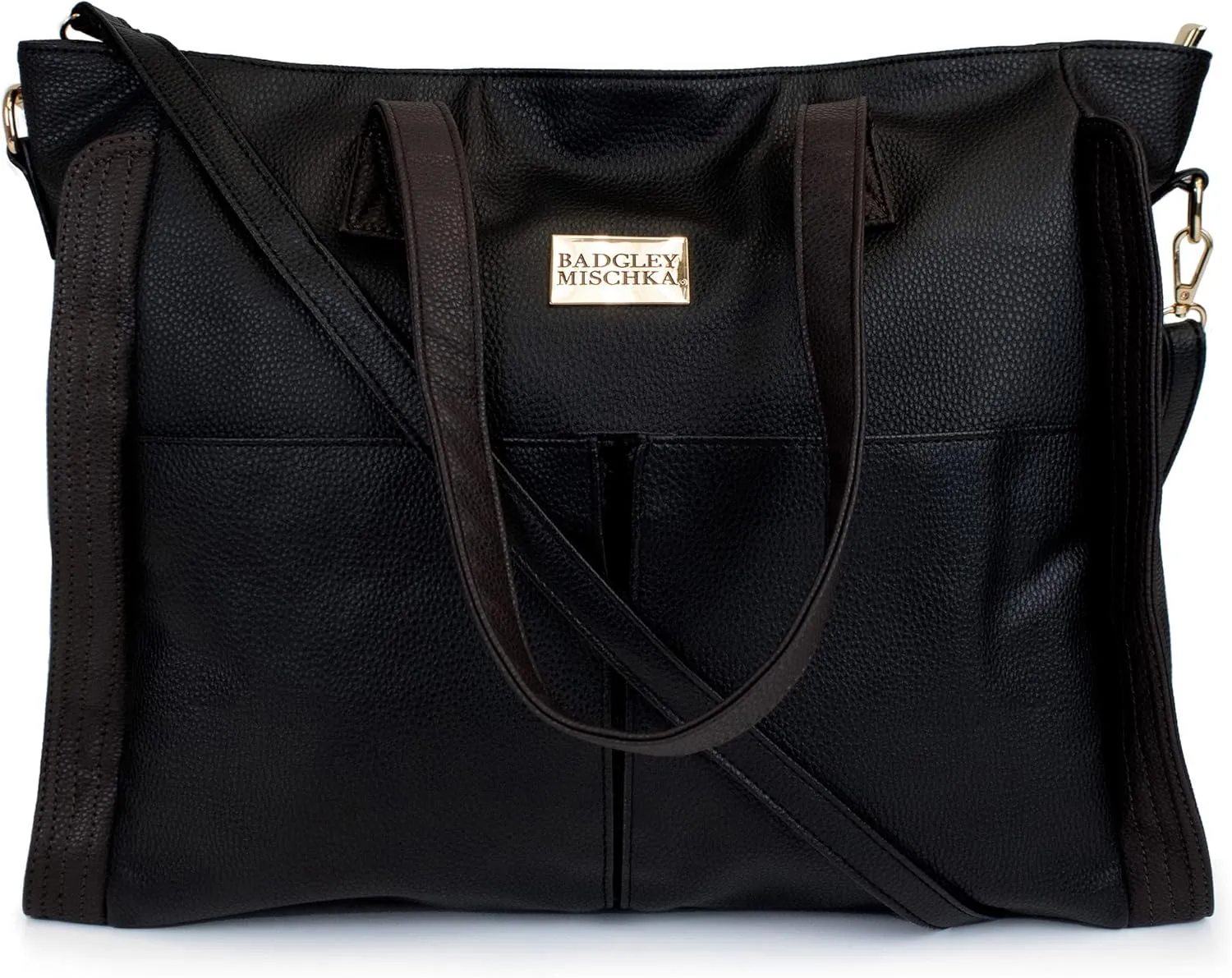 Badgley Mischka Rose Vegan Leather Travel Tote Weekender Bag (Black)