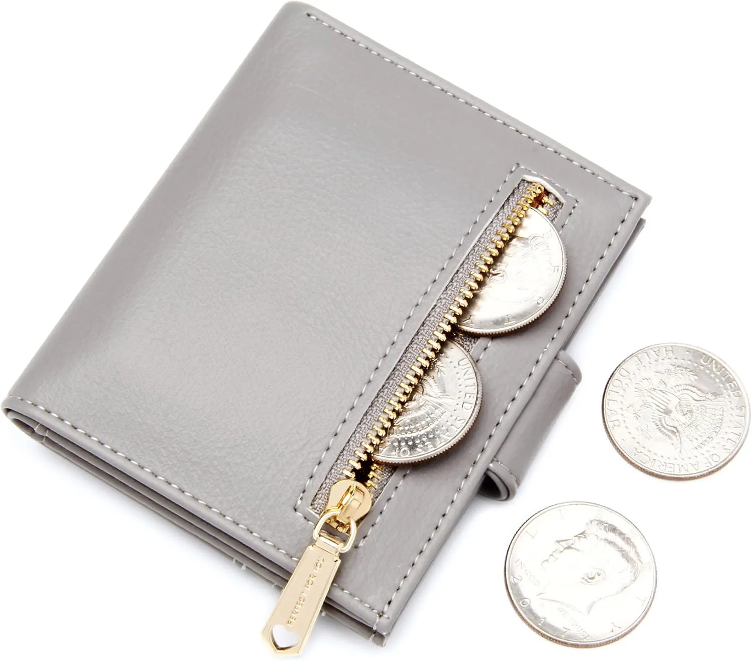 Badiya Small Wallets for Women Bifold Multi Card Case Wallet Slim Credit Card Holder with Zipper Coin Purse