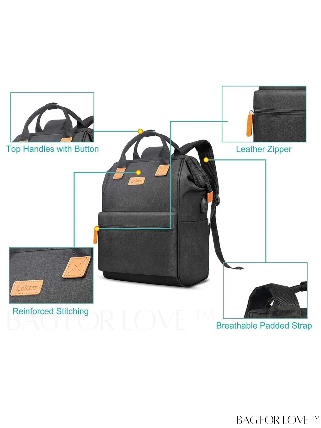 BagForLove - 17.3 Wide Open Laptop Backpack with USB Charging Port - Water Resistant, Multipurpose Business Travel Bag