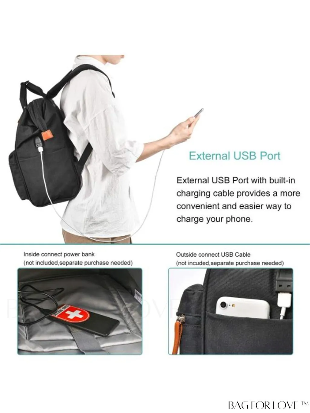 BagForLove - 17.3 Wide Open Laptop Backpack with USB Charging Port - Water Resistant, Multipurpose Business Travel Bag