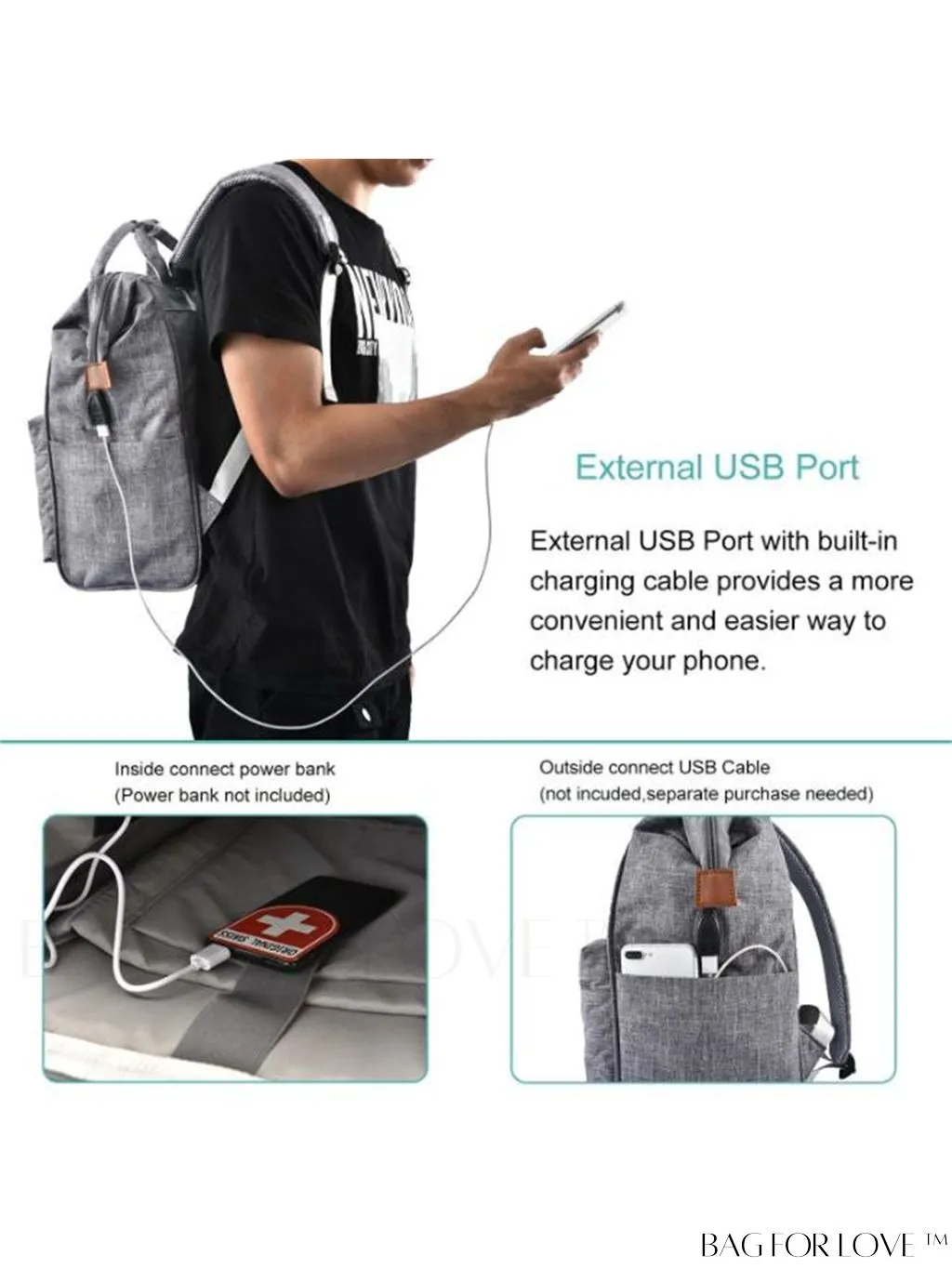 BagForLove - 17.3 Wide Open Laptop Backpack with USB Charging Port - Water Resistant, Multipurpose Business Travel Bag