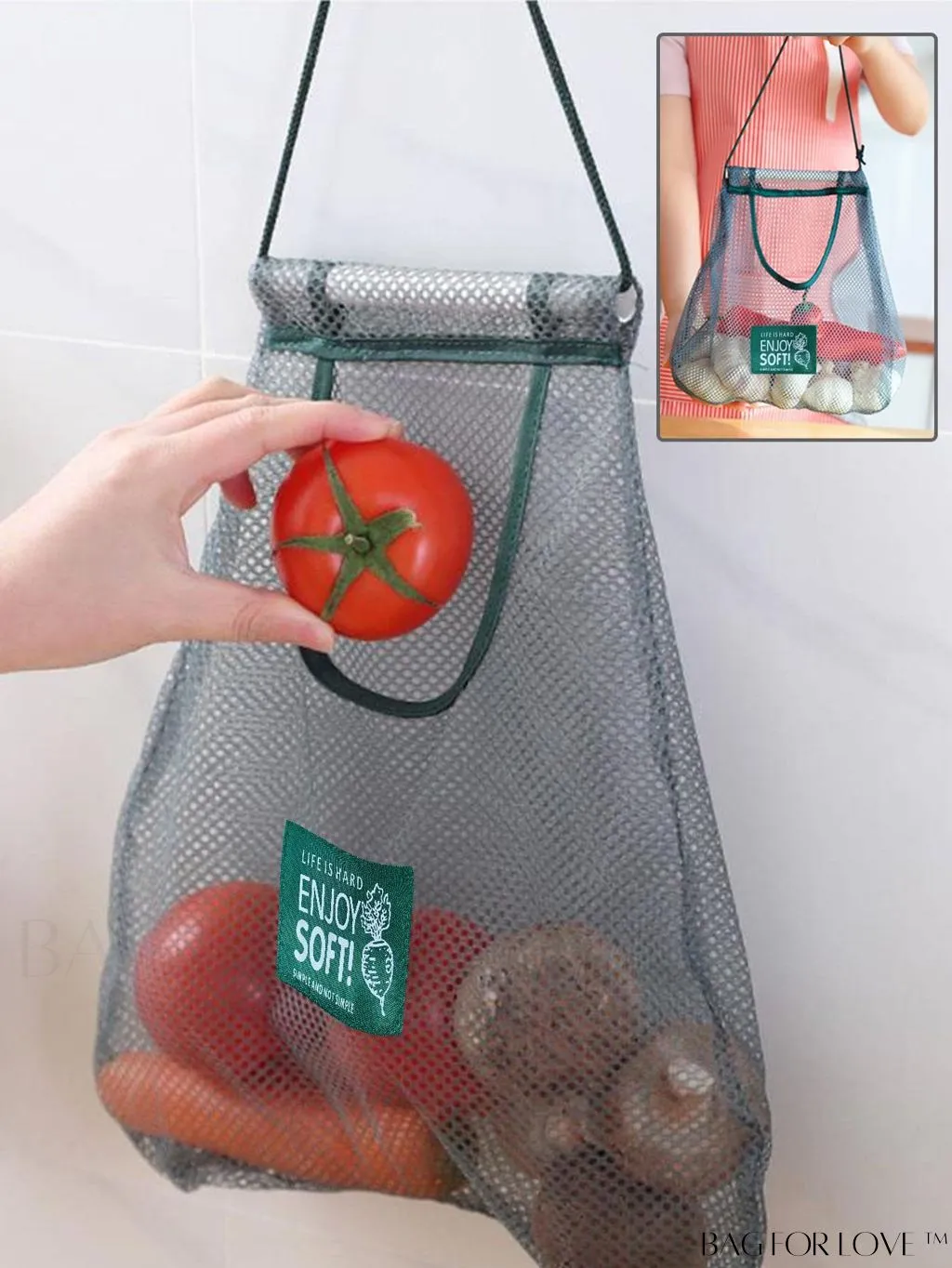 BagForLove - Mesh Hanging Fruit & Vegetable Storage Bag - Portable, Versatile & Essential for Home, Travel & Dorm