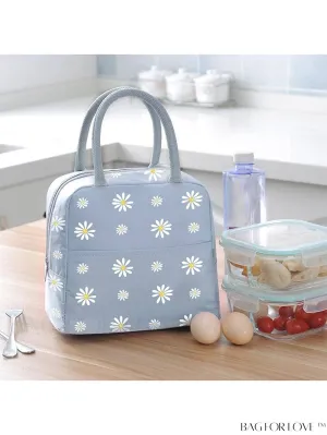 BagForLove - Womens Large Capacity Insulated Lunch Bag - Portable Daisy Print Picnic Thermal Cooler
