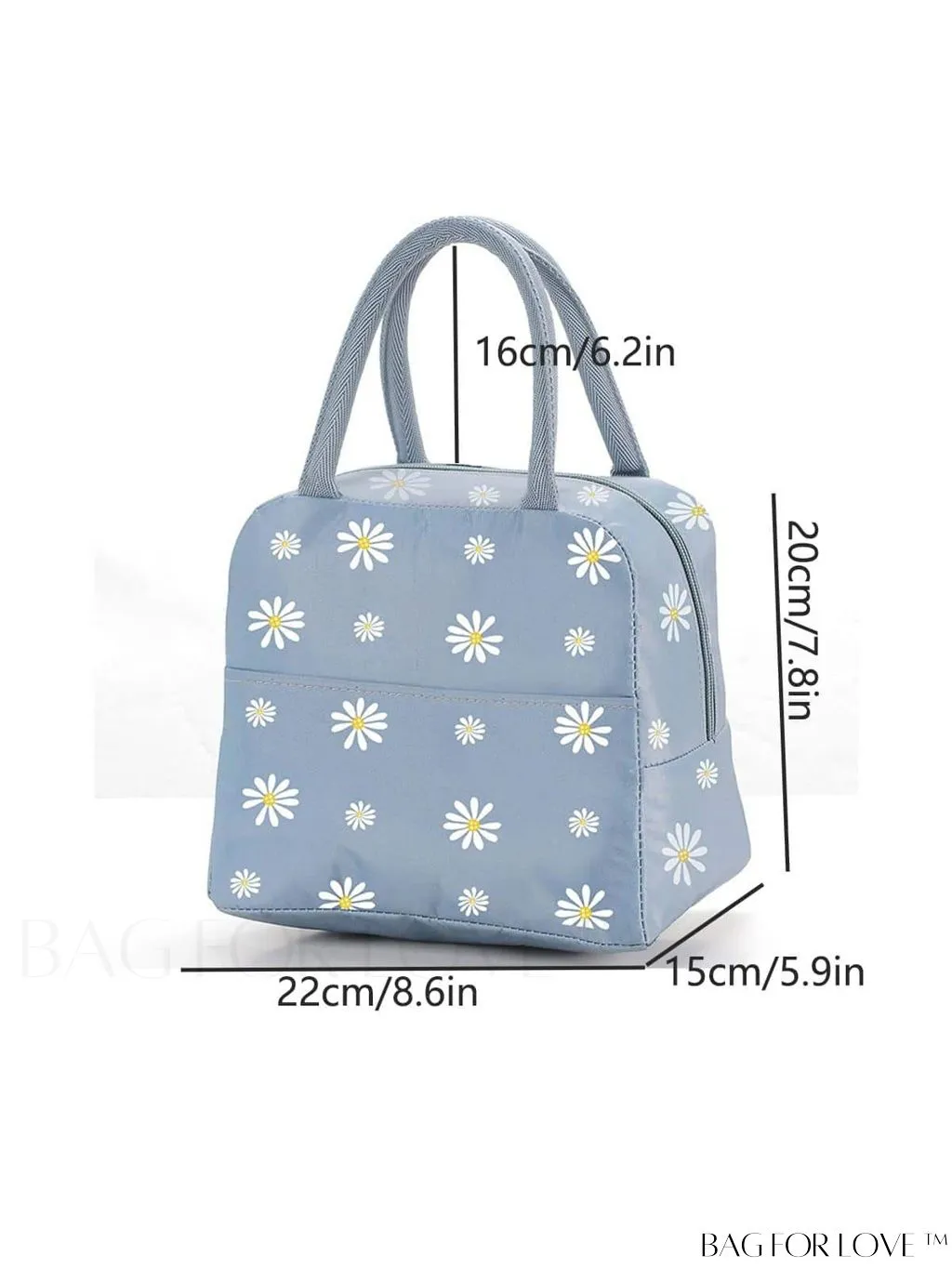 BagForLove - Womens Large Capacity Insulated Lunch Bag - Portable Daisy Print Picnic Thermal Cooler