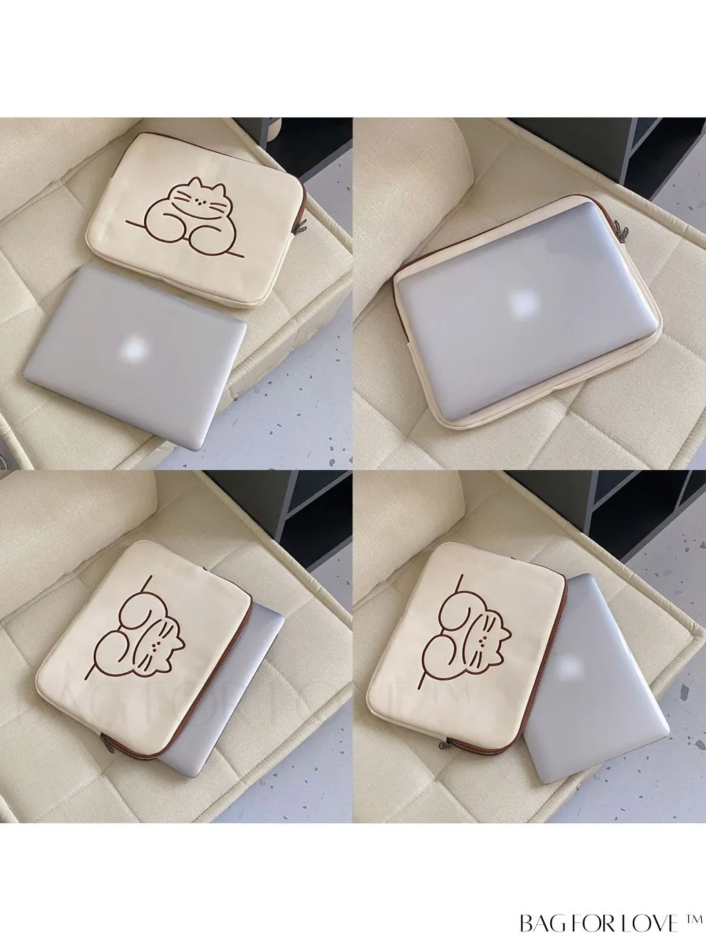 BagForLove - Zippered Laptop Bag with Cartoon Rabbit Graphic Design