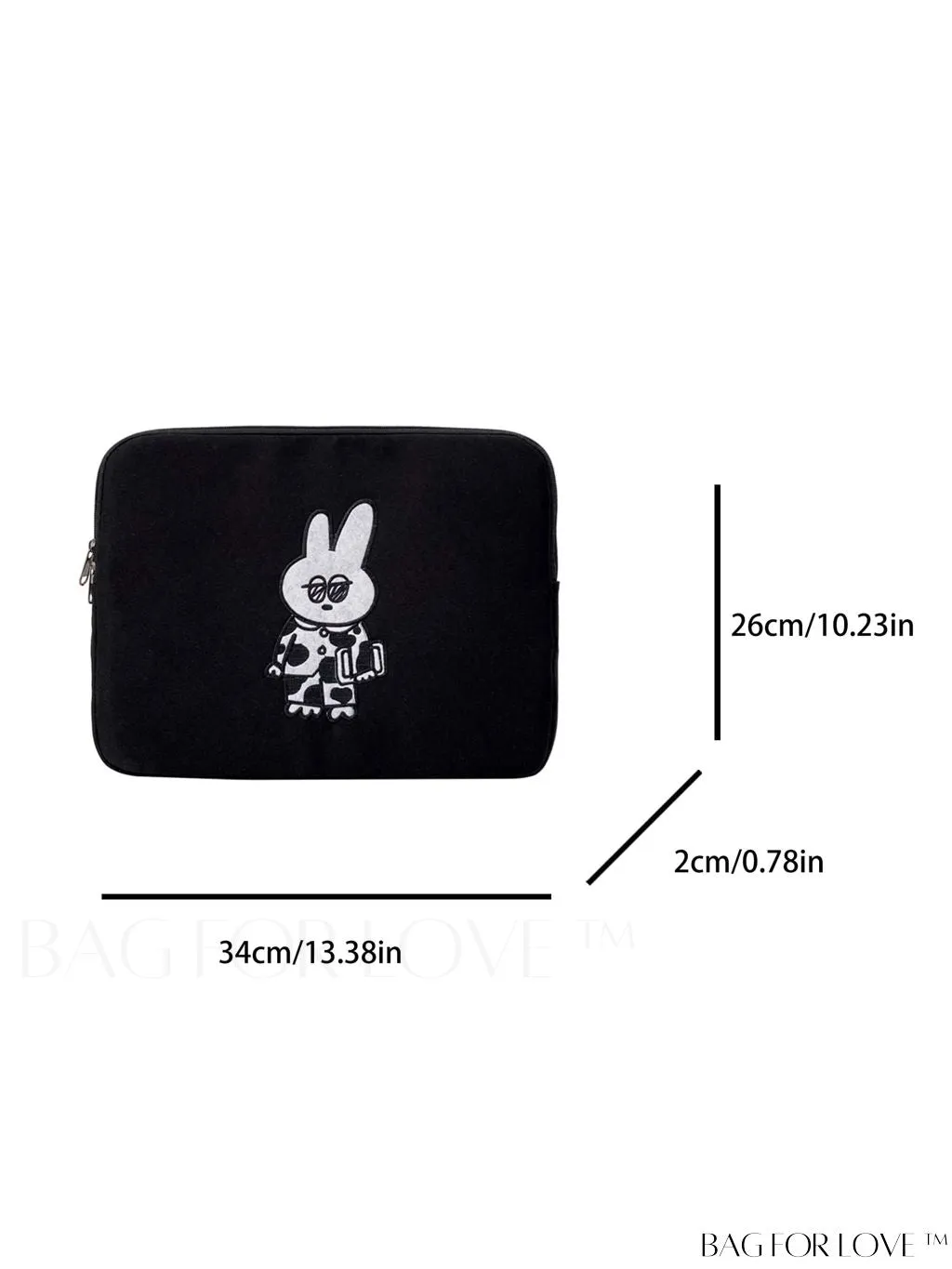 BagForLove - Zippered Laptop Bag with Cartoon Rabbit Graphic Design
