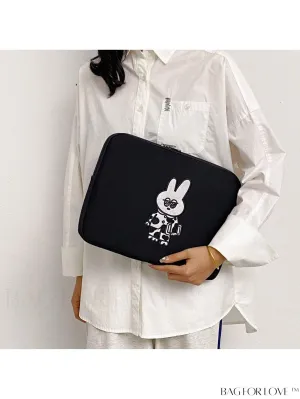 BagForLove - Zippered Laptop Bag with Cartoon Rabbit Graphic Design