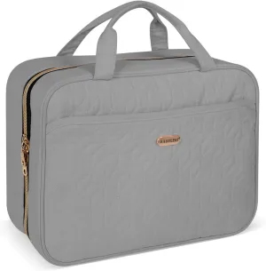 BALHLHG Toiletry Bag for Women With Hanging Hook, Medium Travel Makeup Organizer, Water-resistant Cosmetic Toiletries Bag for Bathroom, Trip, Business, Grey