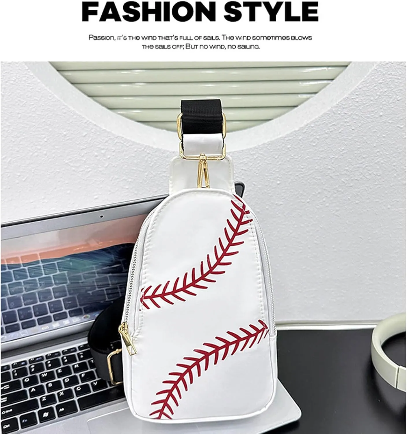 Baseball Crossbody Bag for Women – Softball Sling Bag with Multiple Pockets, Adjustable Strap, Hands-Free Design for Sports