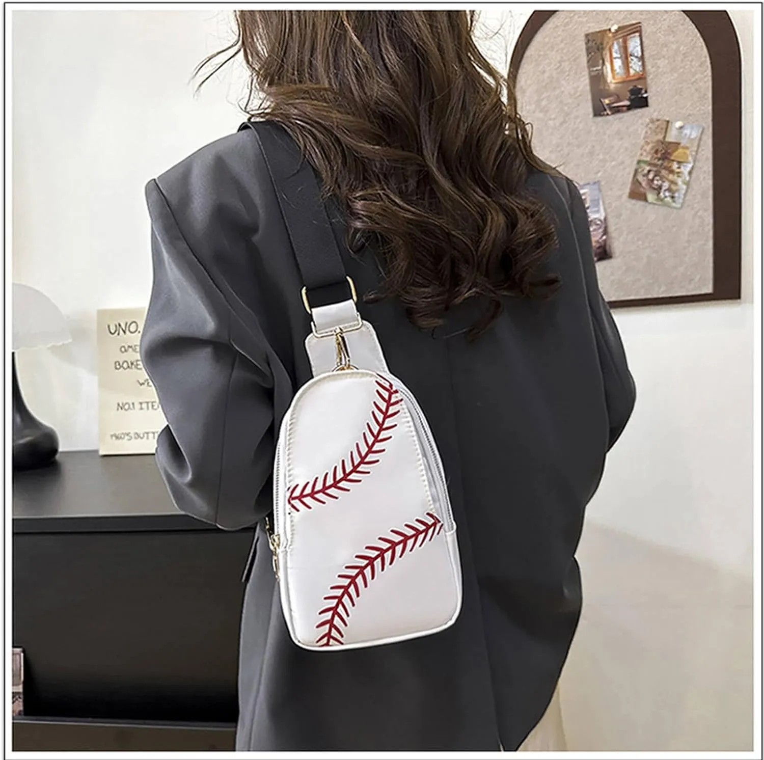 Baseball Crossbody Bag for Women – Softball Sling Bag with Multiple Pockets, Adjustable Strap, Hands-Free Design for Sports