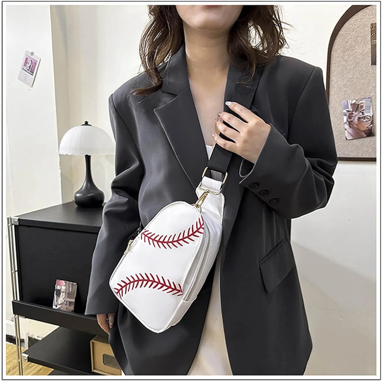 Baseball Crossbody Bag for Women – Softball Sling Bag with Multiple Pockets, Adjustable Strap, Hands-Free Design for Sports