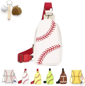 Baseball Crossbody Bag for Women – Softball Sling Bag with Multiple Pockets, Adjustable Strap, Hands-Free Design for Sports