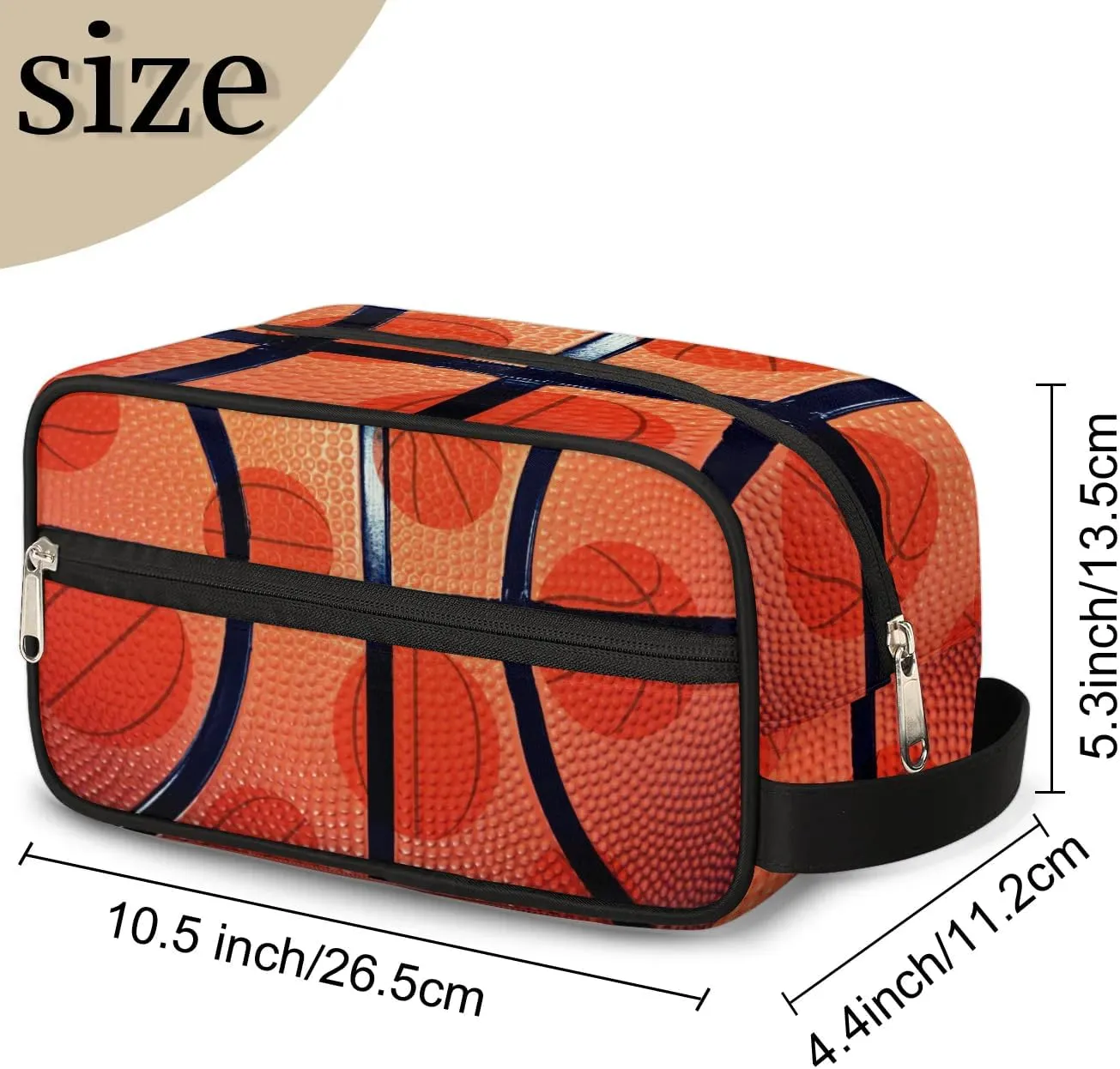 Basketball Texture Travel Toiletry Bag Kit for Men Sports Basketball Cosmetic Makeup Bag for Boys Waterproof Shaving Bag Hanging Wash Bag Organizer for Toiletries Accessories