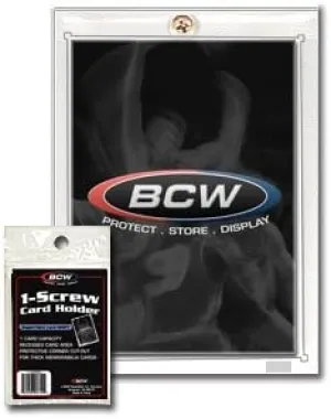 BCW 1 Screw Card Holder - 120 PT. - 5ct | Crystal Clear Polystyrene | Secure Screwdown Design | Ideal for Collectible Card Storage and Display