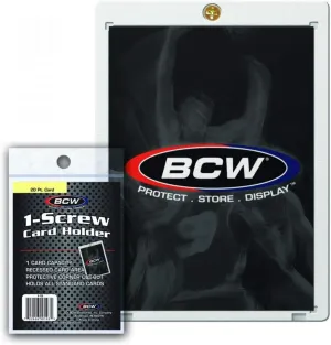 BCW 1 Screw Card Holder - 20 PT | Standard Trading Card Protector | Clear Polystyrene Screwdown Case | 2-Piece Design with Brass Screw | 50 Count