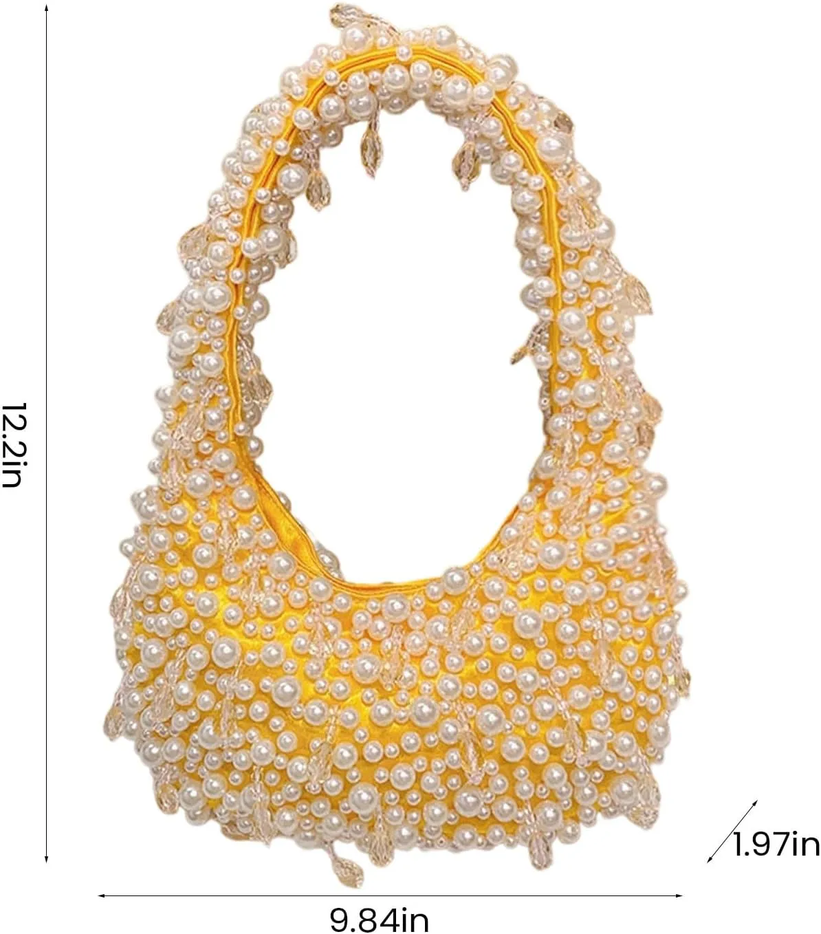 Beaded Pearl Shoulder Bags for Women White Purse Summer Beaded Bag Handmade Hobo Handbag Evening Purse