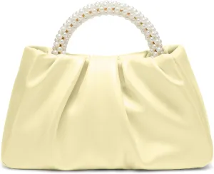 Beatfull Evening Purse Women Small Pearl Handbags Soft Leather Ruched Bag Wedding Bridal Clutch Party Prom Crossbody Purses