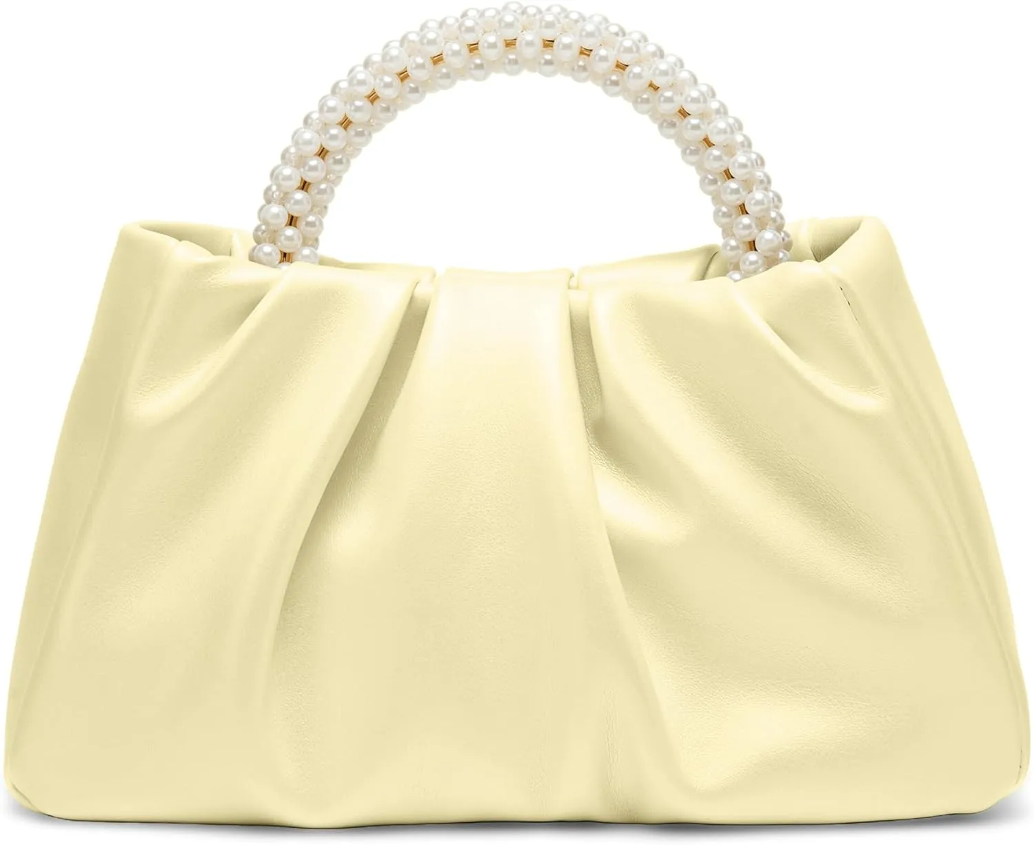 Beatfull Evening Purse Women Small Pearl Handbags Soft Leather Ruched Bag Wedding Bridal Clutch Party Prom Crossbody Purses
