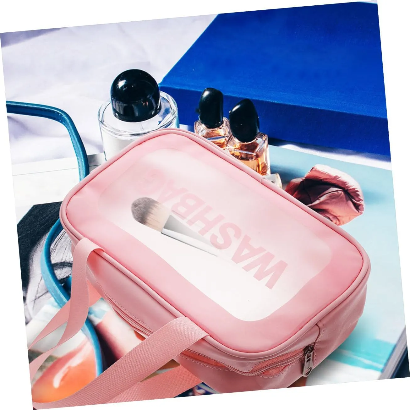 Beaupretty transparent cosmetic bag large Toiletry Bags Zipper Cosmetic Train Bag Toiletry Organizer Bag Personal Bath clear organizer bags Personal Wash Bag pvc travel makeup bag handheld
