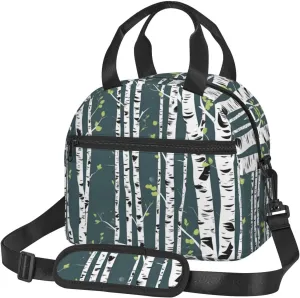 Beauty Birch Tree Insulated Lunch Bag Lunch Box For Women Men Reusable Tote For Office Gym Outings