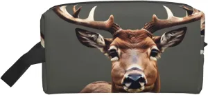Beauty Deer Print Large Capacity Cosmetic Organizer for Women and Men Portable Travel Makeup Pouch