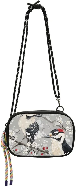 Beauty Downy Woodpecker Birds Silver Small Purse Crossbody Mens Practical with Credit Card Slots Handbags Have a meal monedero para mujer