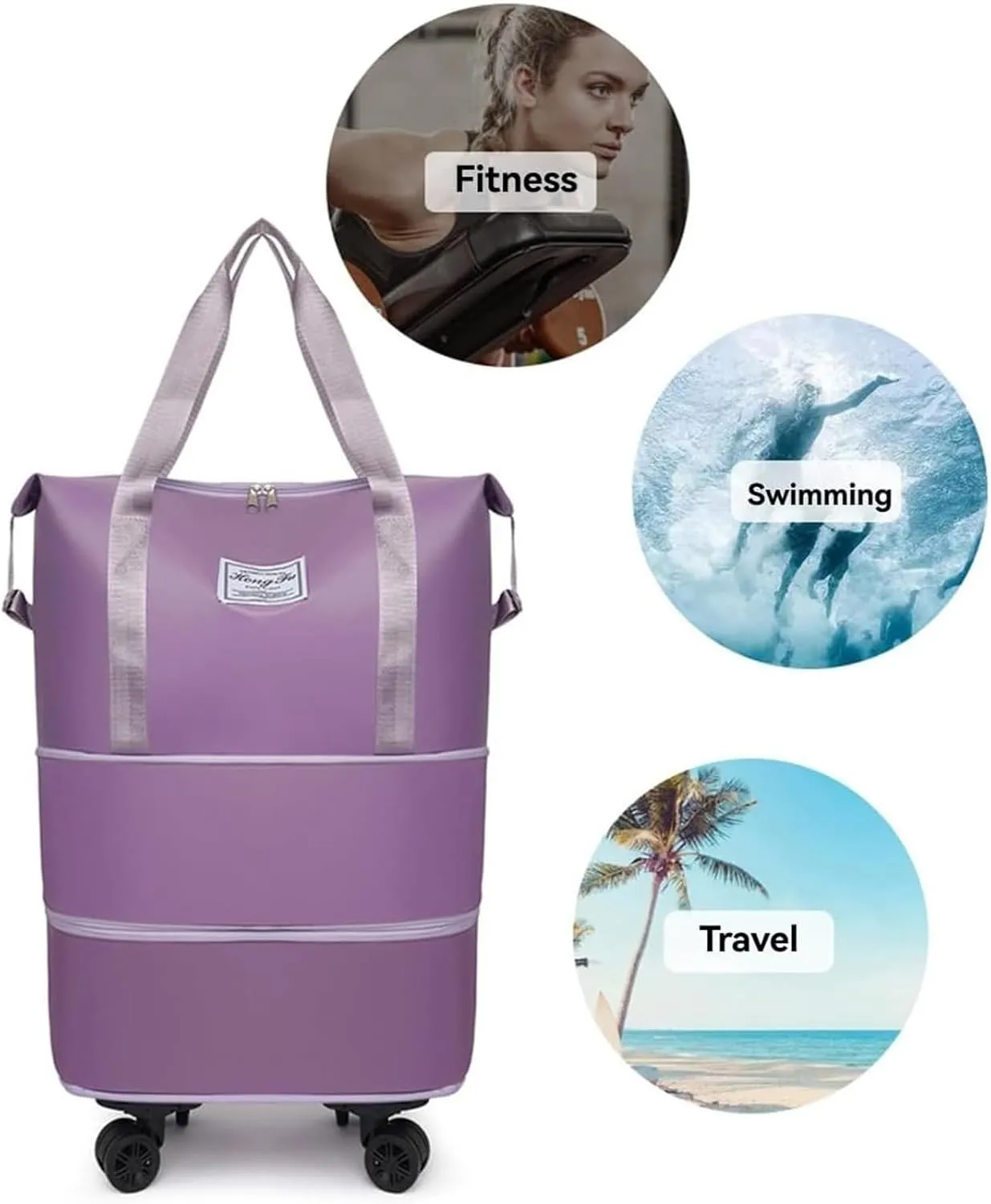 Beente Travel Bag with Wheels, 2025 New Large Capacity Beente Expandable Travel Bag, Universal Wheel Removable with Trolley Sleeve(Red)