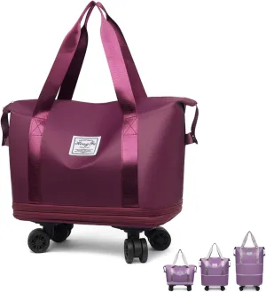 Beente Travel Bag with Wheels, 2025 New Large Capacity Beente Expandable Travel Bag, Universal Wheel Removable with Trolley Sleeve(Red)
