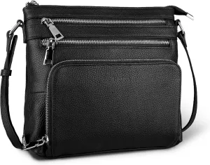 befen Genuine Leather Crossbody Bags for Women, Lightweight Medium Anti-Theft Shoulder Purse with Built in RFID Wallet