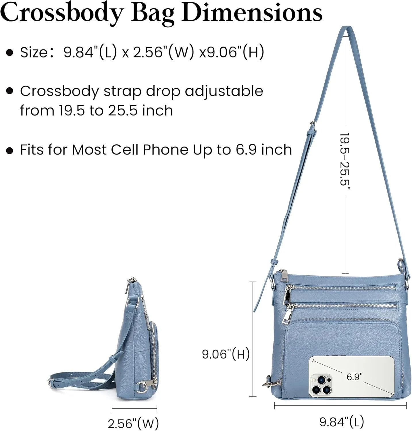 befen Genuine Leather Crossbody Bags for Women, Lightweight Medium Anti-Theft Shoulder Purse with Built in RFID Wallet