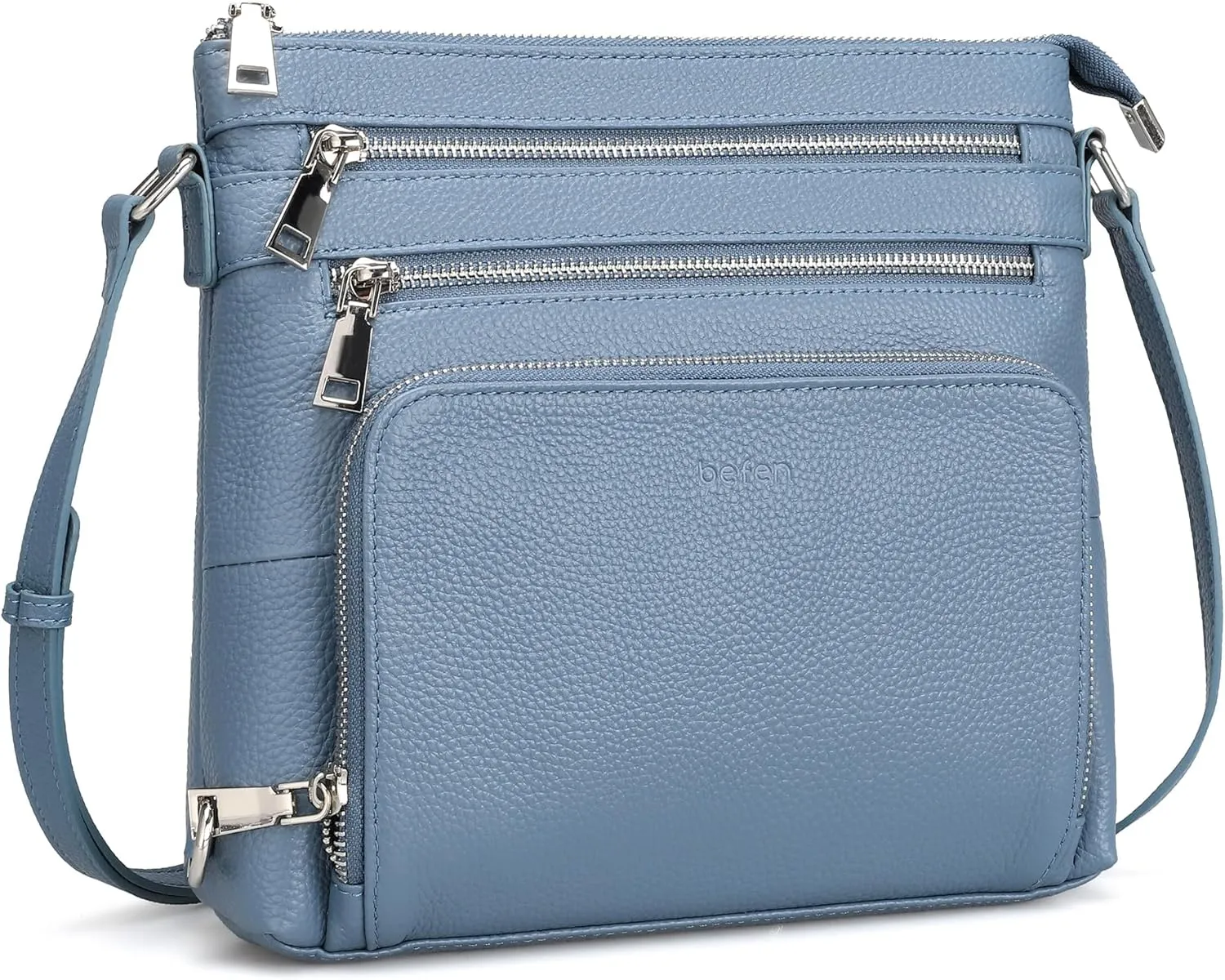 befen Genuine Leather Crossbody Bags for Women, Lightweight Medium Anti-Theft Shoulder Purse with Built in RFID Wallet