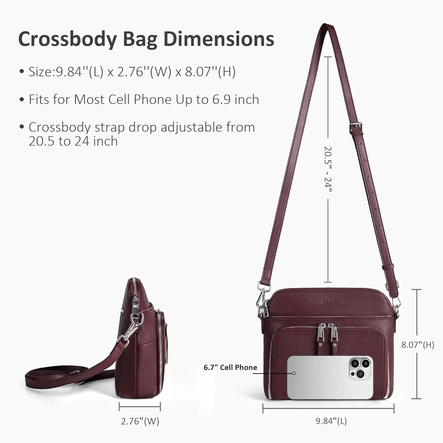 befen Genuine Leather Crossbody Purses for Women, Women's Small Crossbody Shoulder Bag with Built in RFID Wallet