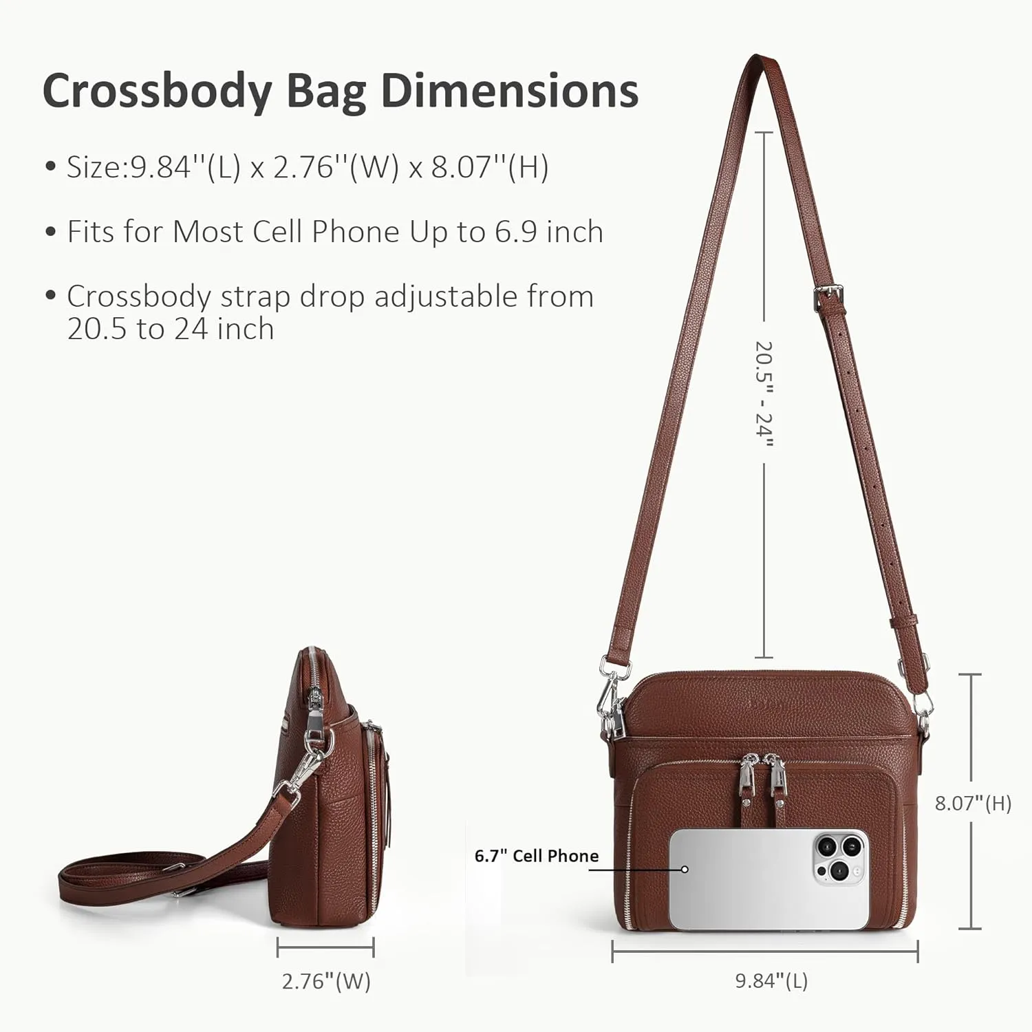 befen Genuine Leather Crossbody Purses for Women, Women's Small Crossbody Shoulder Bag with Built in RFID Wallet
