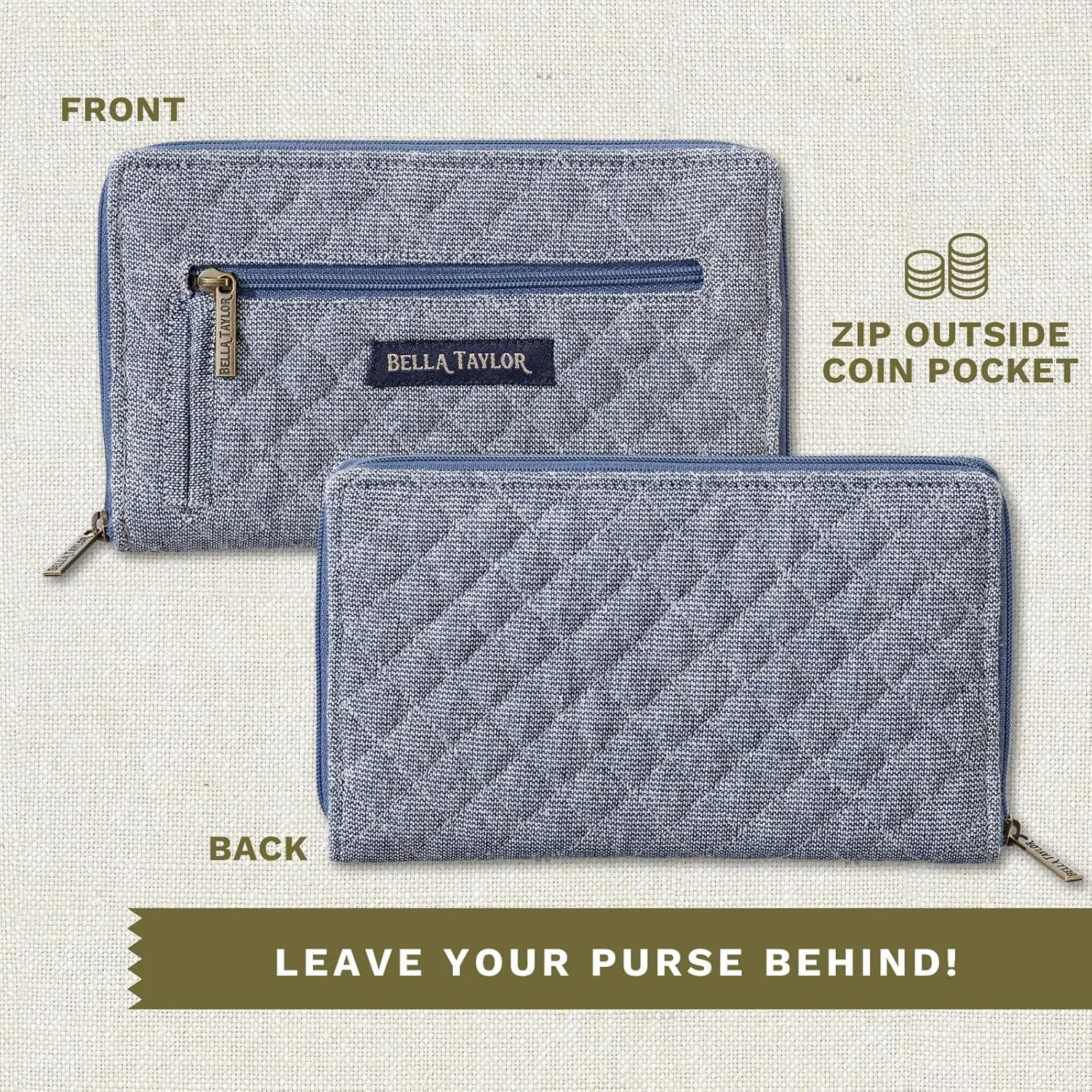 Bella Taylor Wrist Strap Wallet for Women | Multi Card Zip Around Wallet with RFID Protection and Wristlet Strap