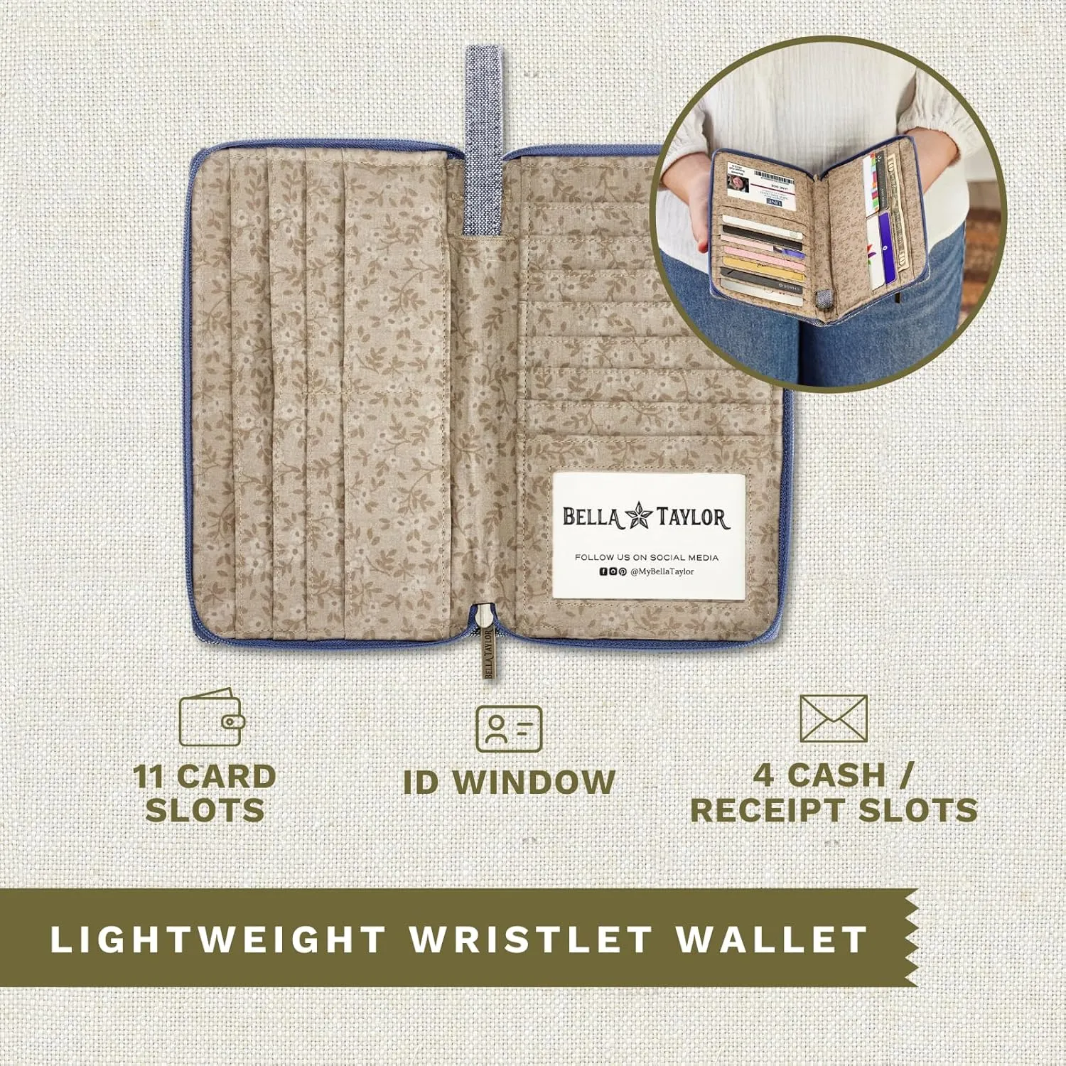 Bella Taylor Wrist Strap Wallet for Women | Multi Card Zip Around Wallet with RFID Protection and Wristlet Strap
