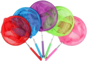 BESTonZON 5pieces Telescopic Insect Net for Boy Girl Lightweight Retractable Catching Tool Fluorescent Green Outdoor Garden Toy for Nature Exploration